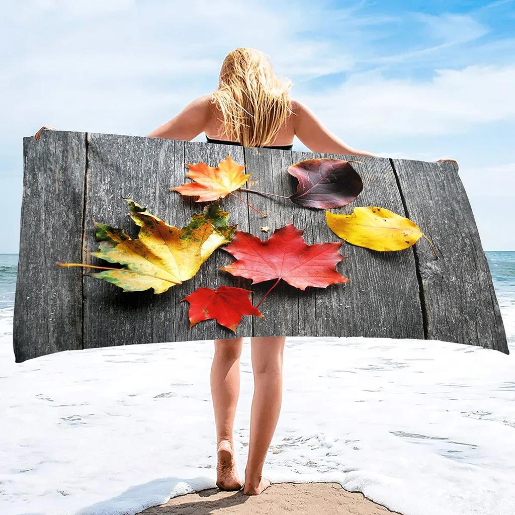 Oversized Beach Towel Microfiber Towels Sand Free Maple Leaves Quick Dry Super Absorbent Sandless Camp Pool Blanket Sandproof