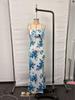 Women's Spaghetti Strap Printed Maxi Dress with Slit - Elegant Spring/Summer Evening & Vacation Attire