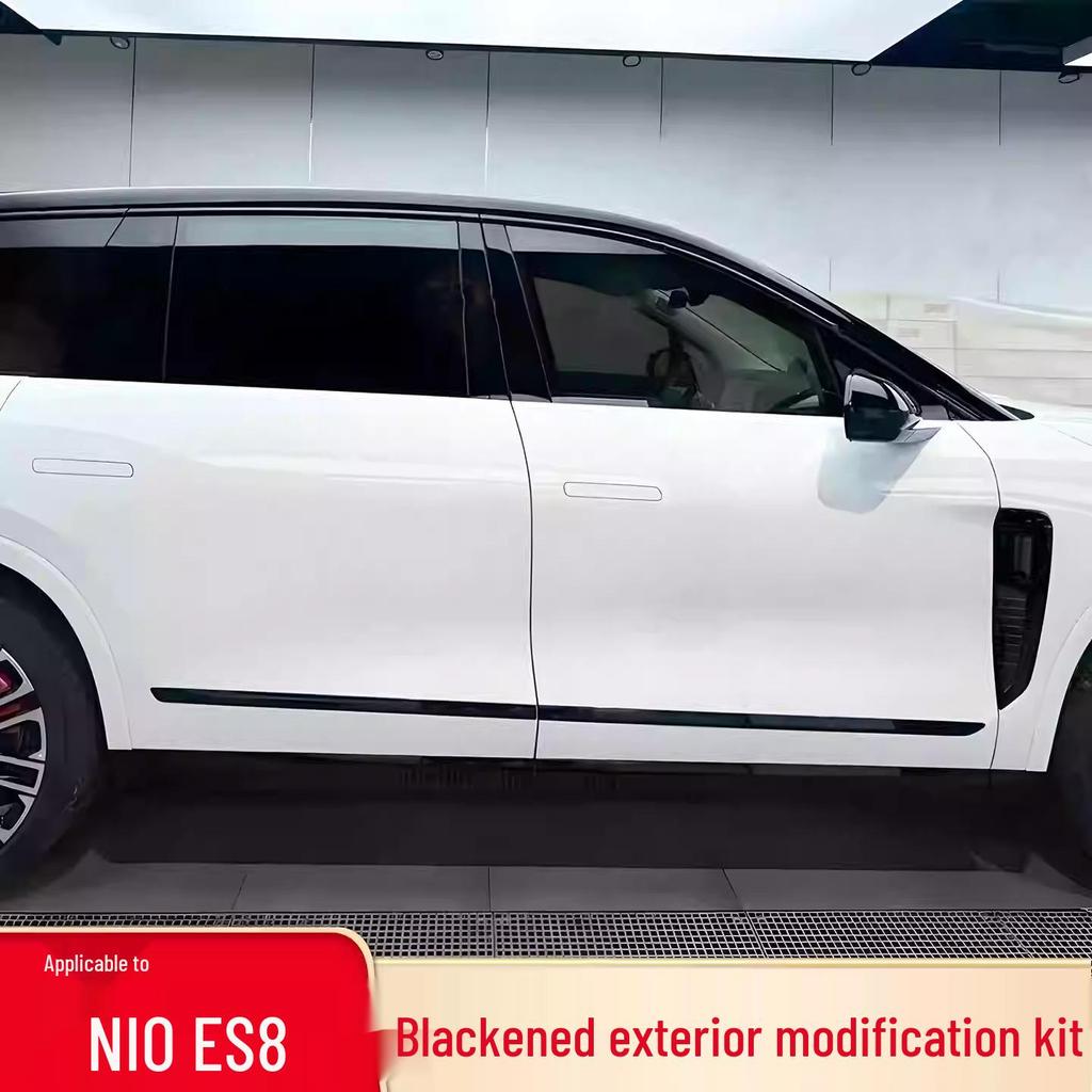 NIO L90 Fenster & Zierleisten Helle Streifen, Schwarz Abgedunkeltes Stoßstangen & Türkantenset