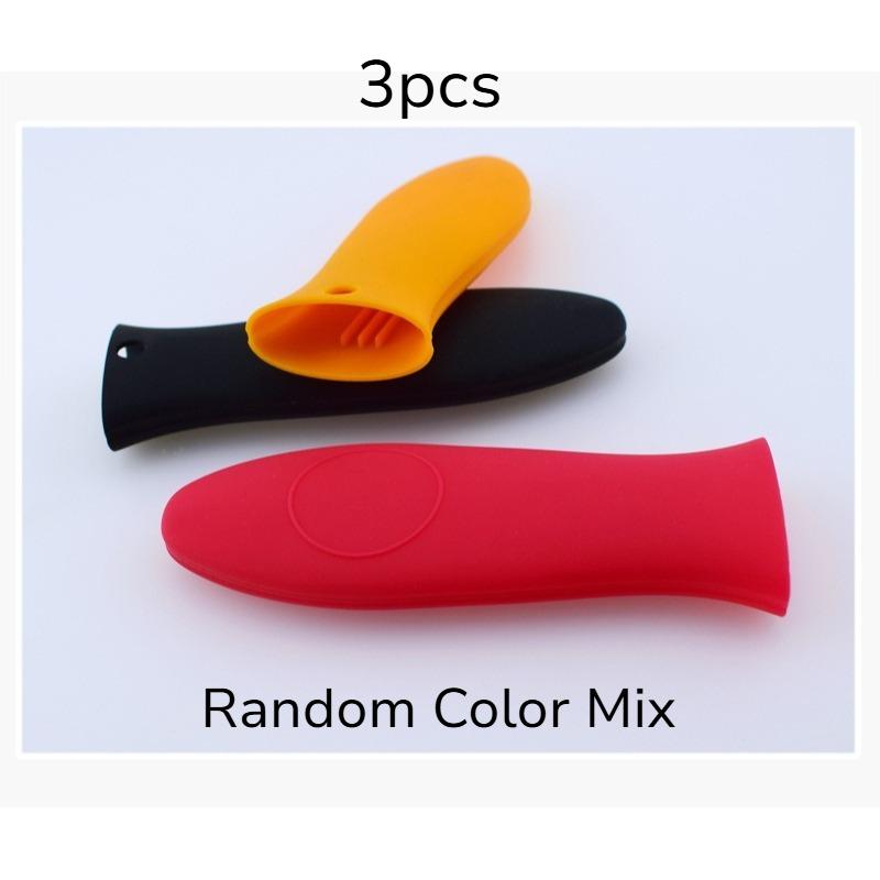 

3pcs Thick Heat-Resistant Silicone Pot Handle Covers - Non-Slip Round Cover Compatible for Cast Iron Pots, Flat-Bottom Pans, for Camping 3pcs