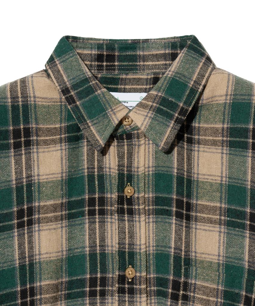 STANDARDERROR 87-Stan088 Hav Vintage Oversize Kieszeń Długi Rękaw Koszula w Kratę Zielona