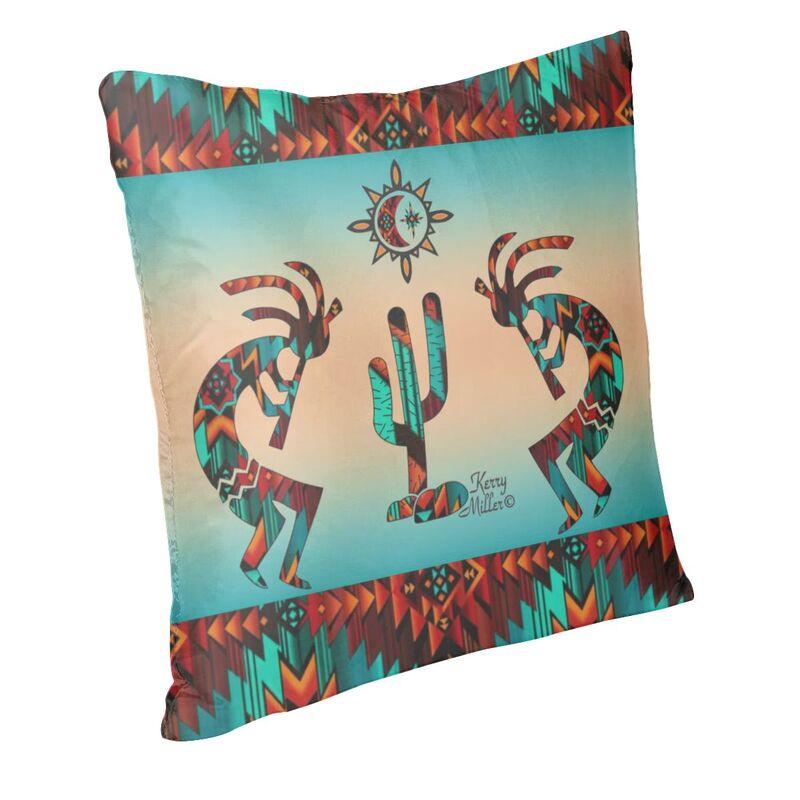Soft Kokopelli Design With Tribal Zia Symbol Throw Pillow Case Home Decor Custom Cushion Cover 45X45 Pillowcover For Living Room