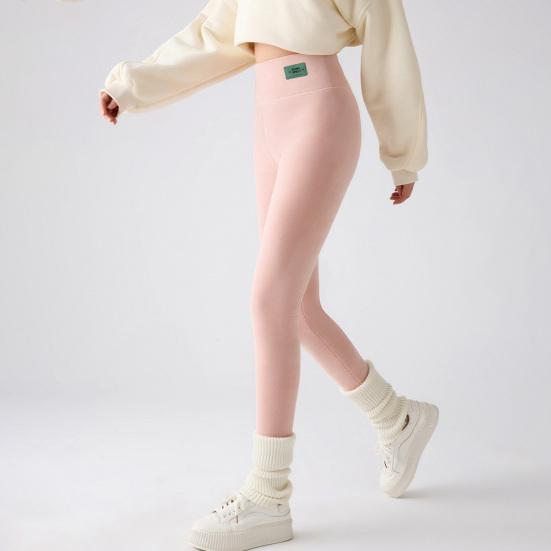 Winter Leggings High-Waisted Slim Cut Warm Lambswool Fabric Lining Bottom Pants Cold Weather Resistance Women Pants