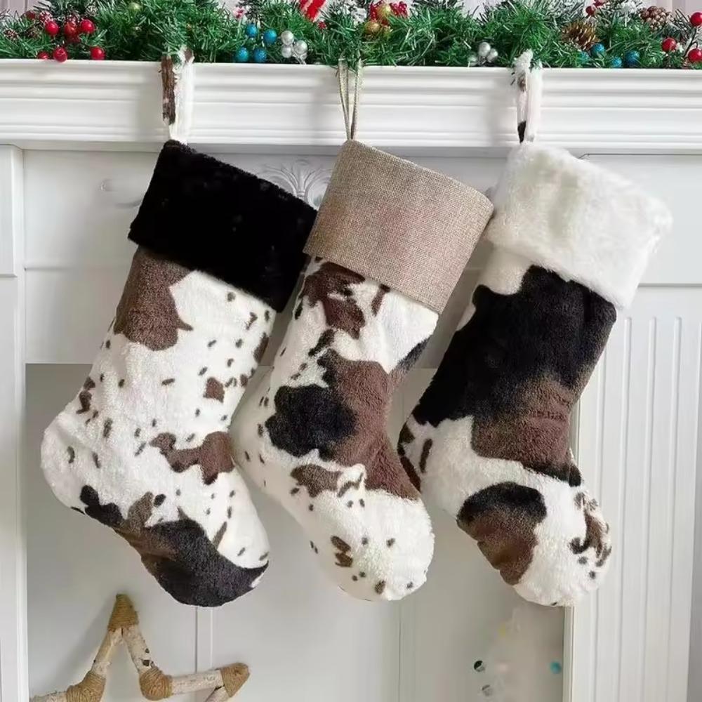 20 Inch Christmas Stockings Furry Christmas Gift Bag Christmas Socks Pendant  Farmhouse