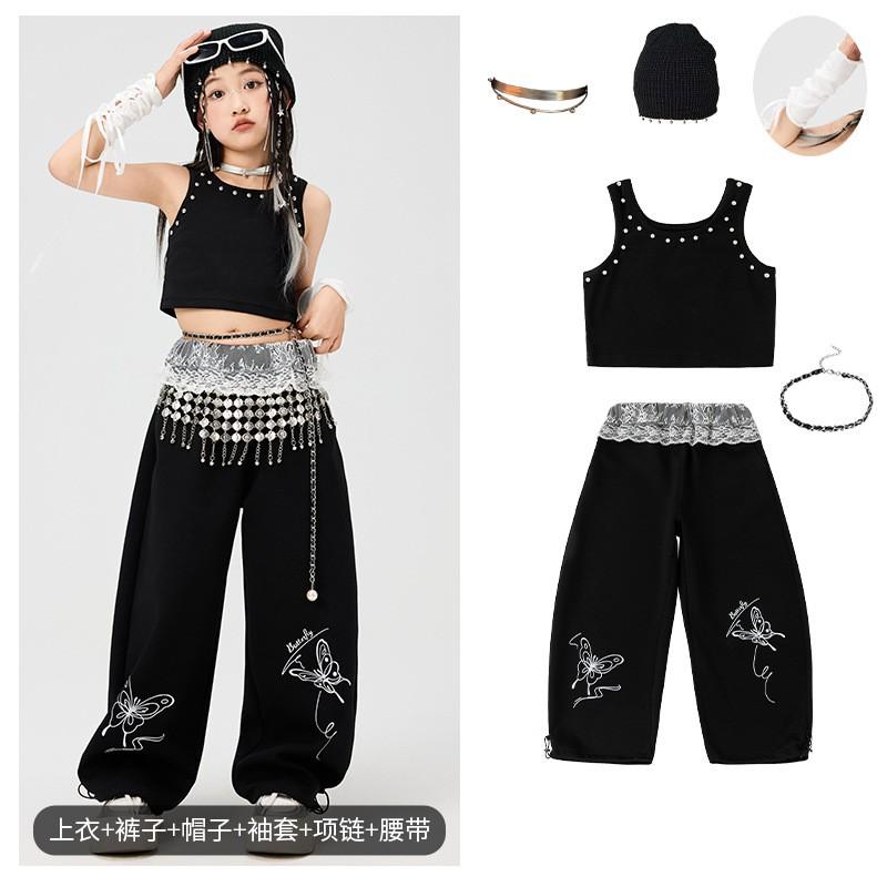 Girls Hip Hop Dance Outfit Kids Jazz Performance Set Streetwear Stage Show Competition