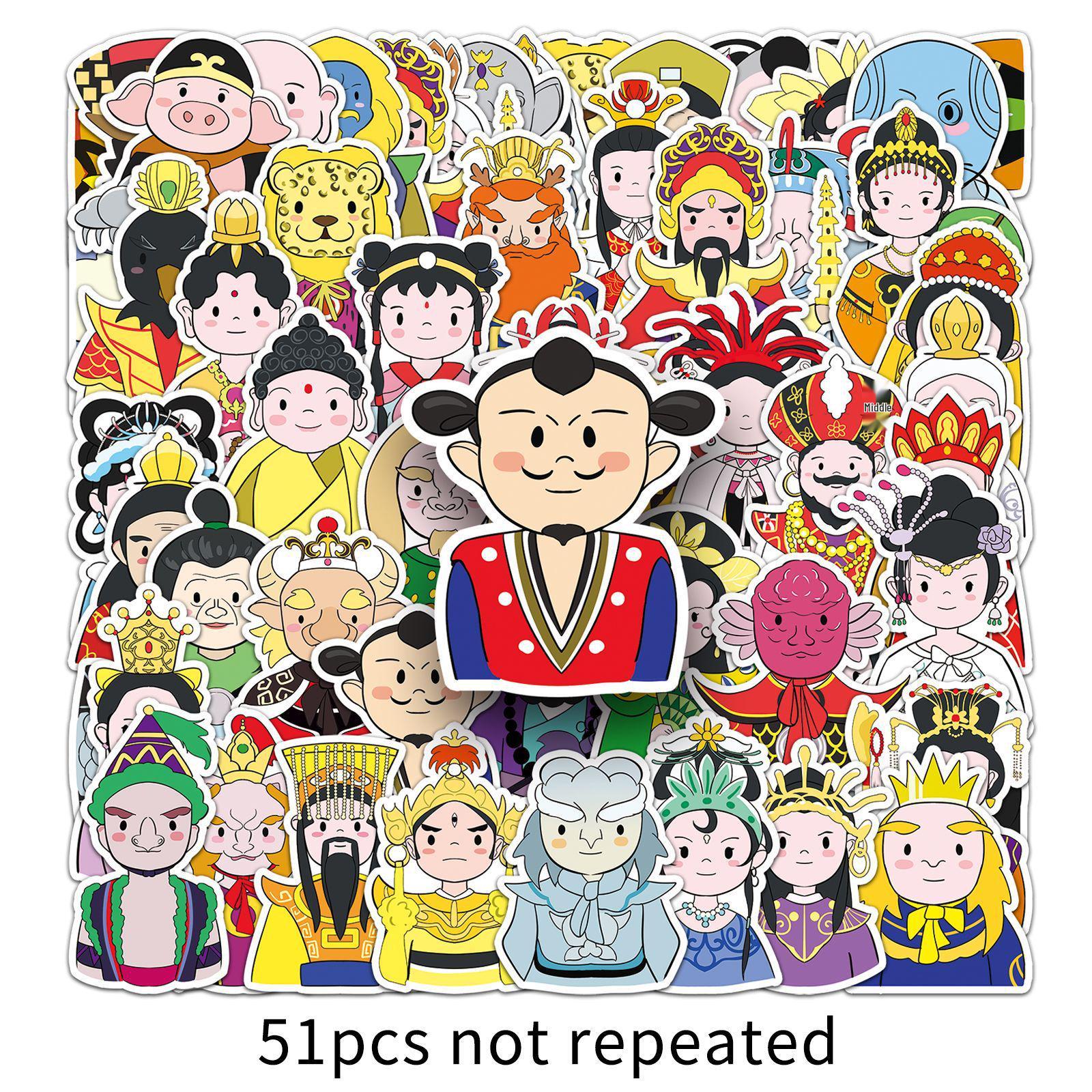

51 Journey to the West Characters: Non-Infringing Stickers for Water Bottles, Planners, and More