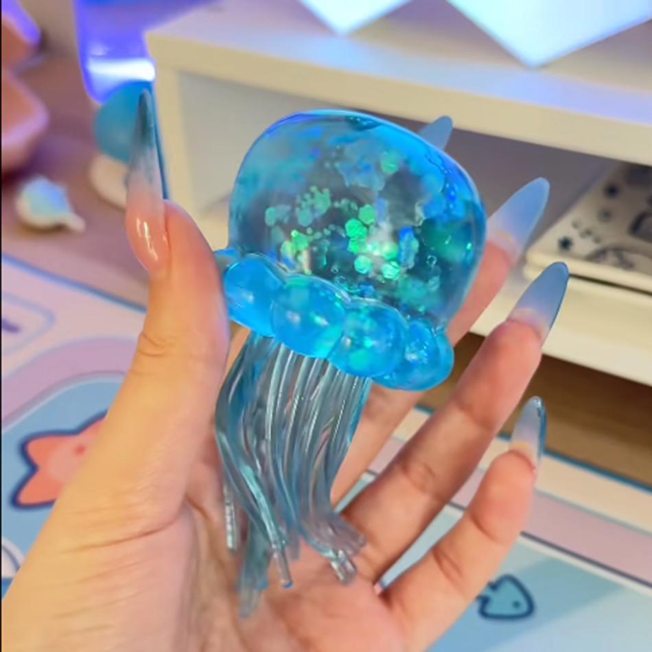 New Trending Jellyfish & Cube Squish Toy, Soft Jelly Squeeze Stress Relief Fidget Toy, Sensory For Kids & Adults