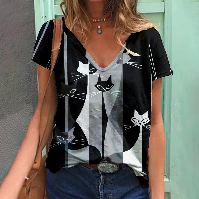 

2023 Женские футболки Бабочка Y2k Женские топы Одежда Летние футболки с 3D короткими рукавами и принтом Harajuku Kawaii Негабаритные свободные футболки с v-образным вырезом 5XL