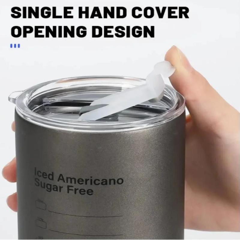 Stainless Steel Insulated American Coffee Mug Portable Outdoor Mug With Straw 320Ml