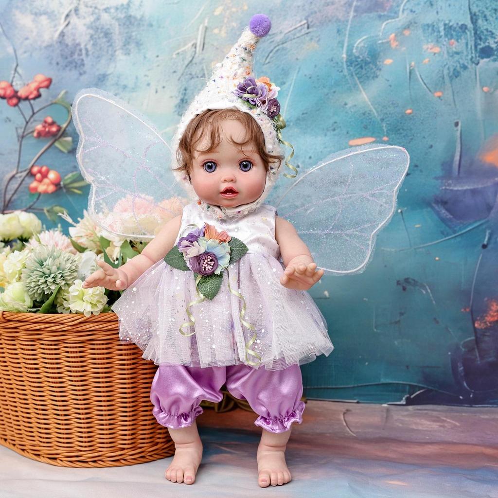Realistic Full Silicone Vinyl Baby Dolls Reborn 18 Inch Cosplay Fairy Angel Cute Babies Doll with Wing Fashion Christmas Gifts Toy Decoration