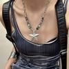 Goth Y2k Punk Necklace Beaded Simple Metal Necklace Sweater Chain Star Pendant Necklace  Streetwear