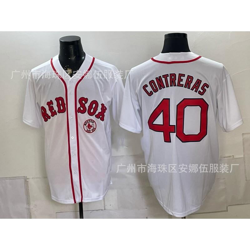 Maglietta da Baseball Unisex Ricamata Boston Red Sox Abbigliamento Sportivo Miscela di Cotone Traspirante Abbigliamento per tifosi