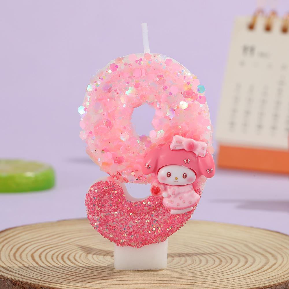 Pink Glitter Cartoon Number Birthday Cake Candles – Party Decoration