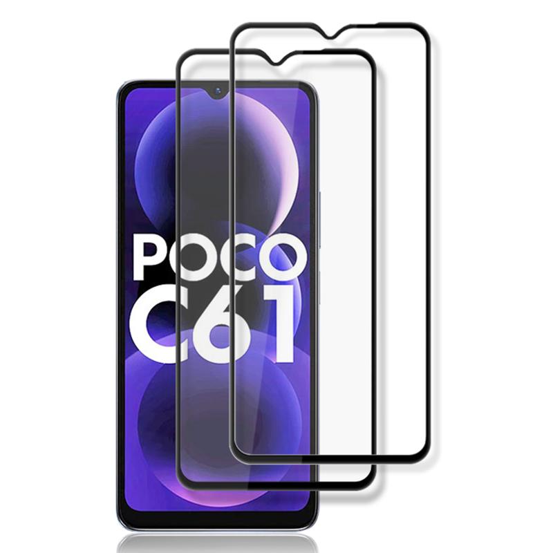 

AMORUS 2Pcs For Xiaomi Poco C61 4G/Redmi A3 4G Screen Protector Tempered Glass Black Edge Film Black