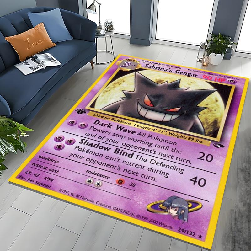 

Gengar Pokémon Cards Area Carpet for Living Room Home Decor Sofa Table Kid s Rug Non-slip Chair Lounge Floor Play Mat Potdemiel 40x60cm
