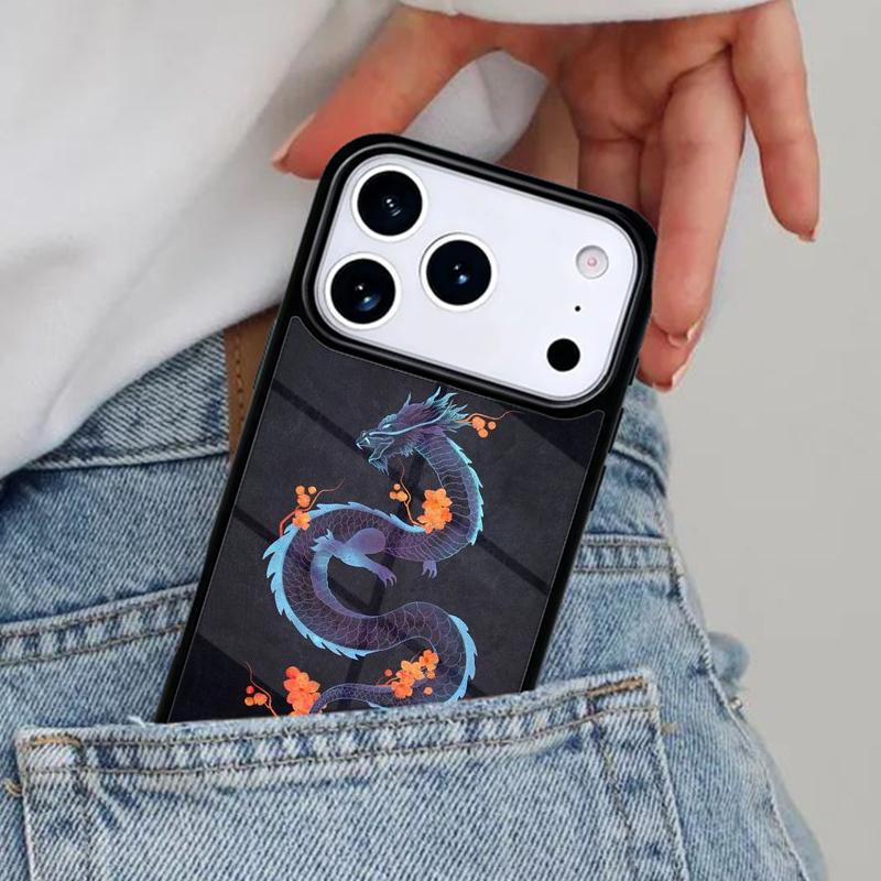 Japanese Dragon Style Phone Case for iPhone 16e 15 14 13 12 17 Pro Max Plus Air 17pro Cover Coque