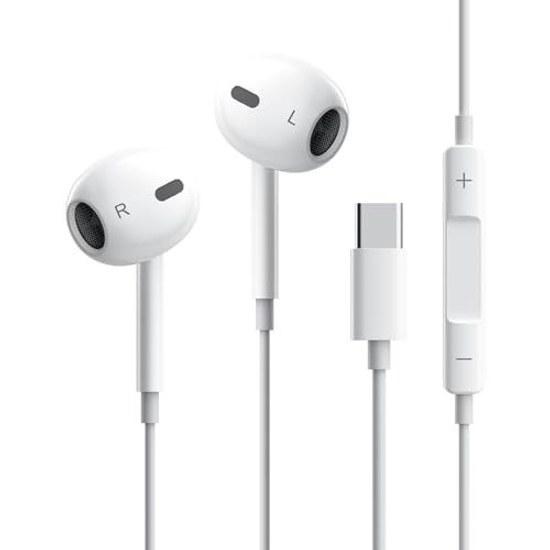 2025 Version iPhone 15 CompatibleEarphones Wired Type C Headset Built-in Microphone HiFi Noise Reduction Clear Calls Remote Comfortable Fit Type-C No