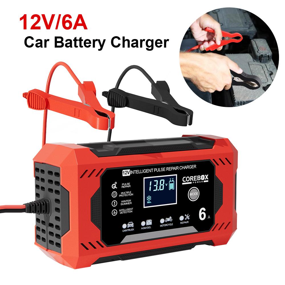 6A 12V Household Storage Battery Chargers For AGM Gel Lead Acid Batteries Charging Intelligent Pulse Repair Car Battery Chargers