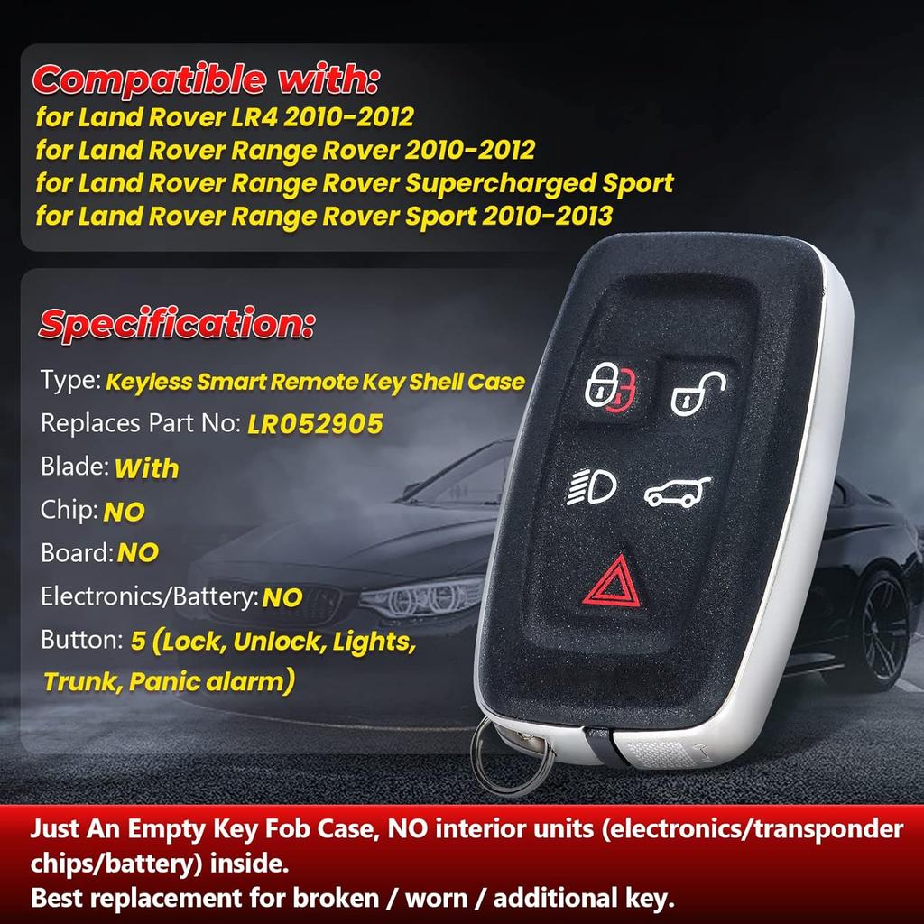 LR052905 Smart Remote Car Key Fob Case Cover Shell Housing Replacement for Land Rover LR4 for Range Rover Sport 2010 2011 2012 2013