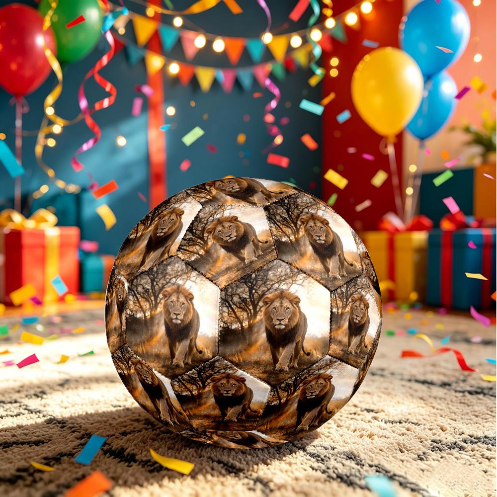 1pc Lion Wild Theme Soccer Ball Football, Size 5, Lightweight PVC, Outdoor Training Soccer Ball,Gift C657