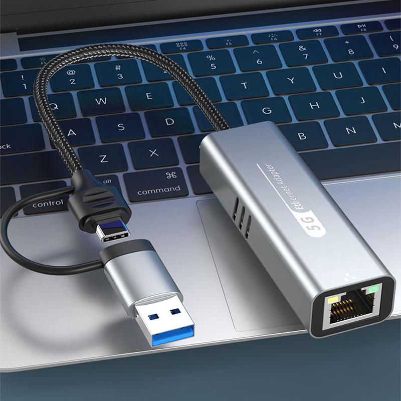 5Gbps USB na Ethernet adaptér pro notebookový počítač s čipsetem Rtl8157 5000Mbps USB3.2 na RJ45 síťový konvertor 5G 2.5G 1G 100Mbps