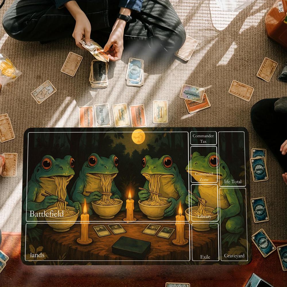 Frog Wizard Mouse Pad Card Playmat Stitched with Magic Zones Game Mats Tabletop for MTG/TCG Card Battle Commander Deck Desk Mat