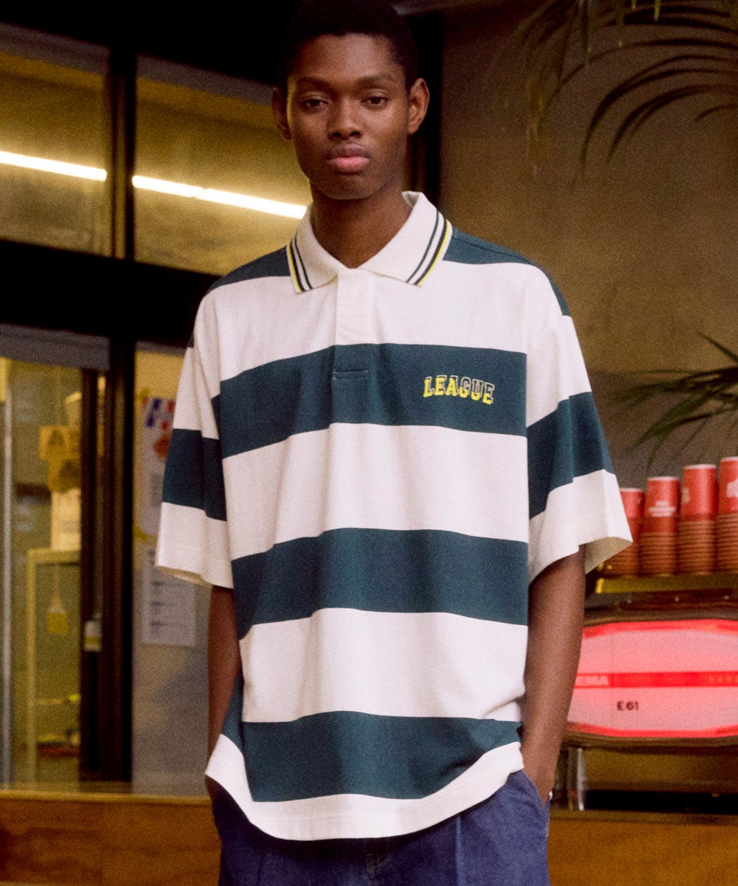 Stripe Rugby Polo T-Shirt (Dark Green) 3