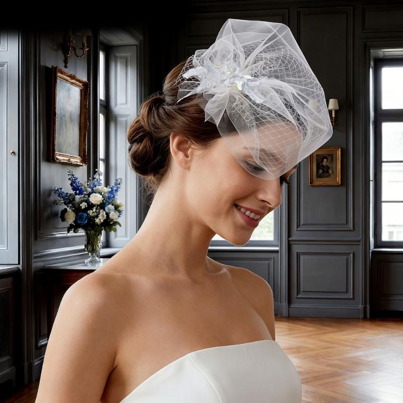Romance Bird Nest Wedding Veil Tulle Veil Headpiece For Bride Special Occasion Gathering Ceremony Photography Headwear