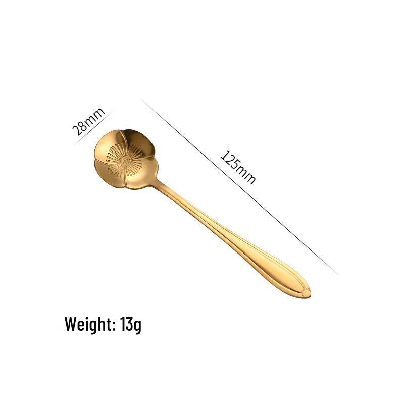 Cherry Blossom Stainless Steel Long Handle Stirring Spoon for Coffee, Dessert, and Honey