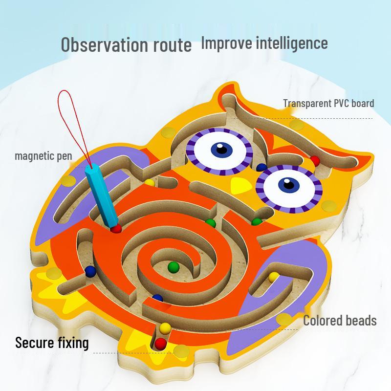 Wooden Magnetic Bead Maze Pen for Children's Education
