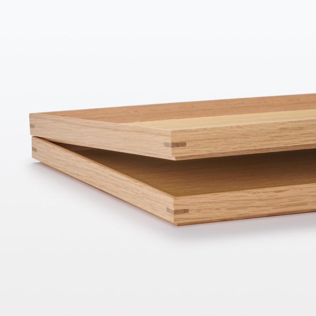 MUJI Wooden Square Tray Natural - 35 X 26 X 2cm, Serving Tray, Japan