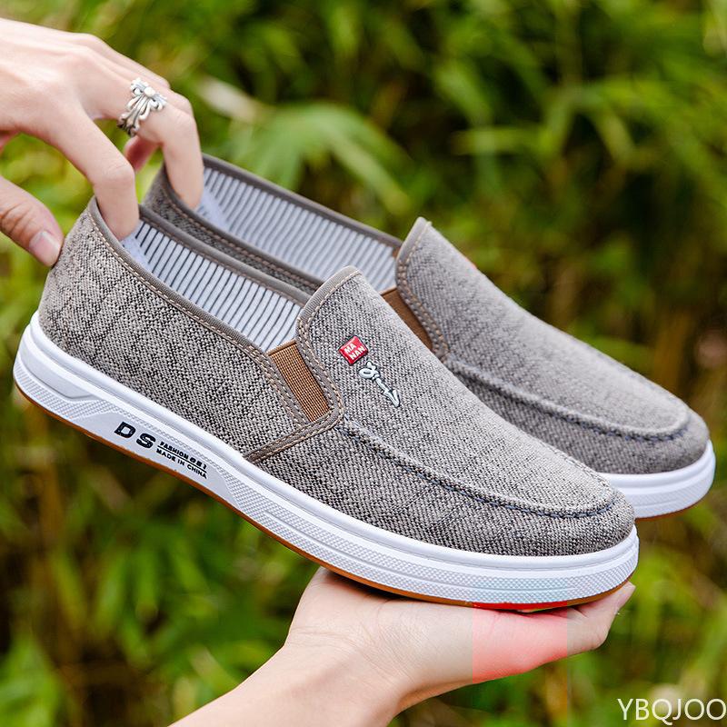 Men's Flat Bottom Casual Driving Cloth Low Top Canvas Breathable and Light Old Beijing Lazy Work Shoes Plus Size
