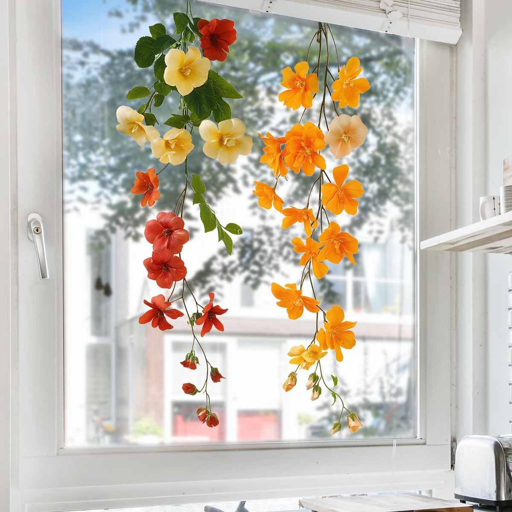 Fully Transparent Uv Multi-color Flower Fully Transparent Double-sided Visible Glass Home Decoration Stickers