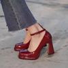 High Heel Chunky Heel Women's Super Shoes New Sexy Square Toe Ladies Shoes On Sale 2025 New Dress Party Sexy Mary Janes