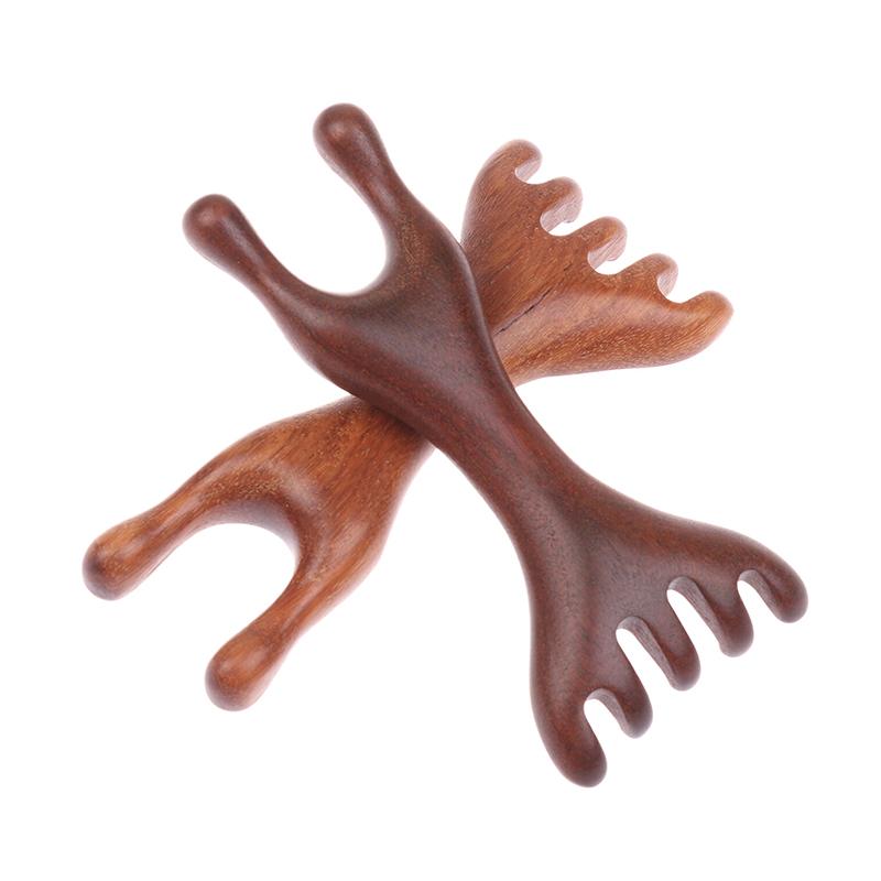 Sandalwood Scalp Massager Sandalwood Deer Antlers Wide Tooth Comb Meridians Dredging Scalp Facial Massage Comb Gua Sha Comb