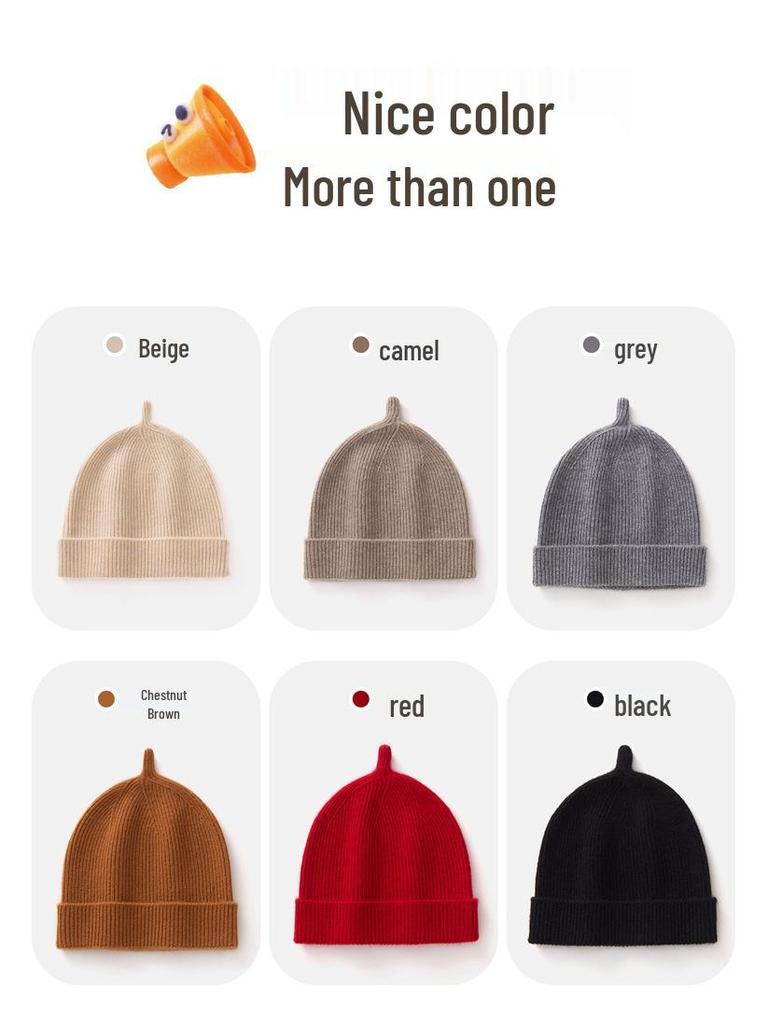 Children's Cashmere Wool Knit Ear Protection Hat - Cute, Versatile, and Warm for Babies and Toddlers.