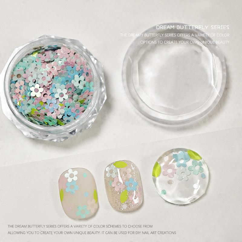 1 Jar Hollow Out Flowers Nail Art Glitter Mini Sparkling Flakes Nail Sequins Nail Art Decoration,Manicure Tips Charms For Women