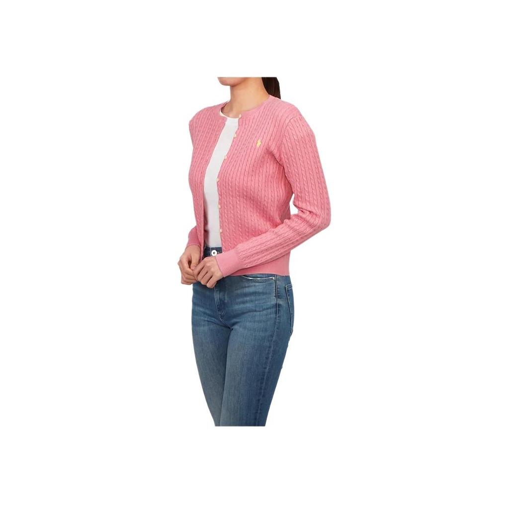 Polo Ralph Lauren Solid Color Cable Knit Logo Embroidery Button Long Sleeve Kids sweater Pink 313543047-065