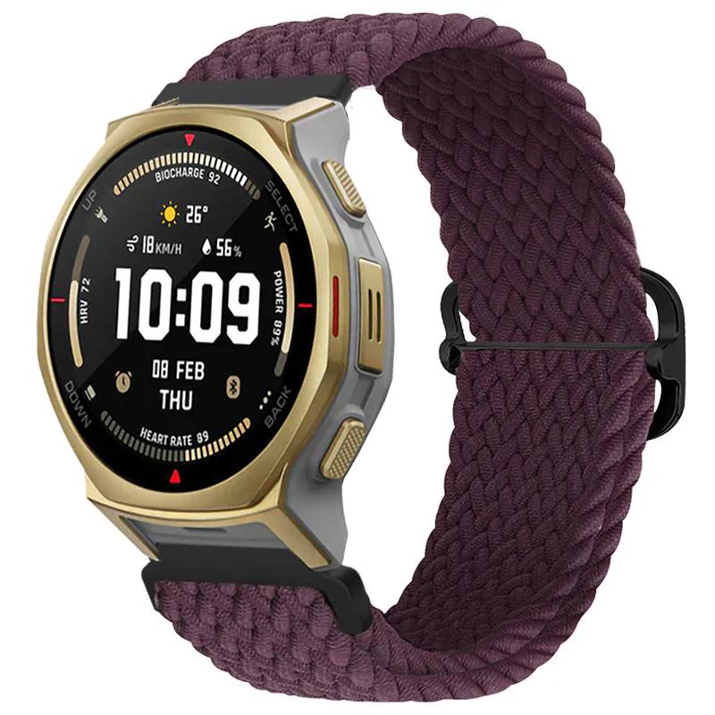 

20/22mm Nylon Braided Strap For Amazfit T-Rex3 Pro 44/48mm/Helio Comfortable Band Huawei Watch 5/4 GT6-5-4 Pro 46mm Accessories T-Rex3 Pro 44mm вишня