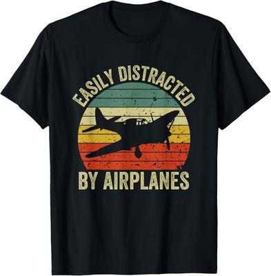 Easily Distracted By Airplanes Lover Pilot Funny Aviation  Gift Unisex T-Shirt
