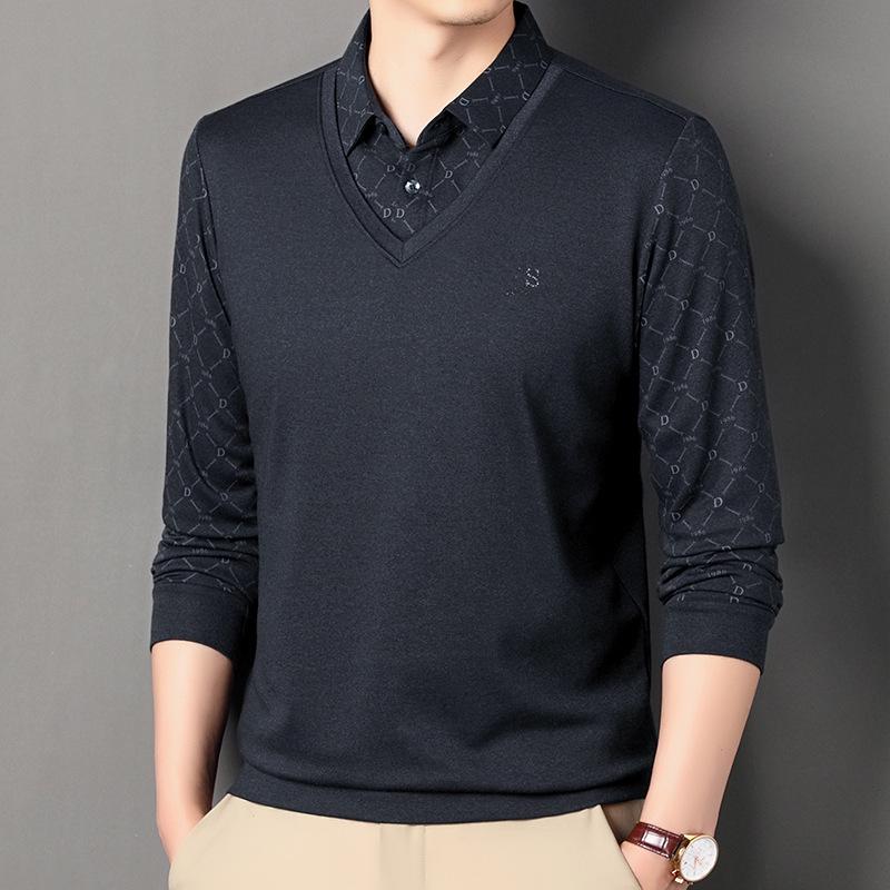 

Manzibo Men s Turn-Down Collar Long-Sleeve Knit Sweater for Spring & Autumn 2XL синий