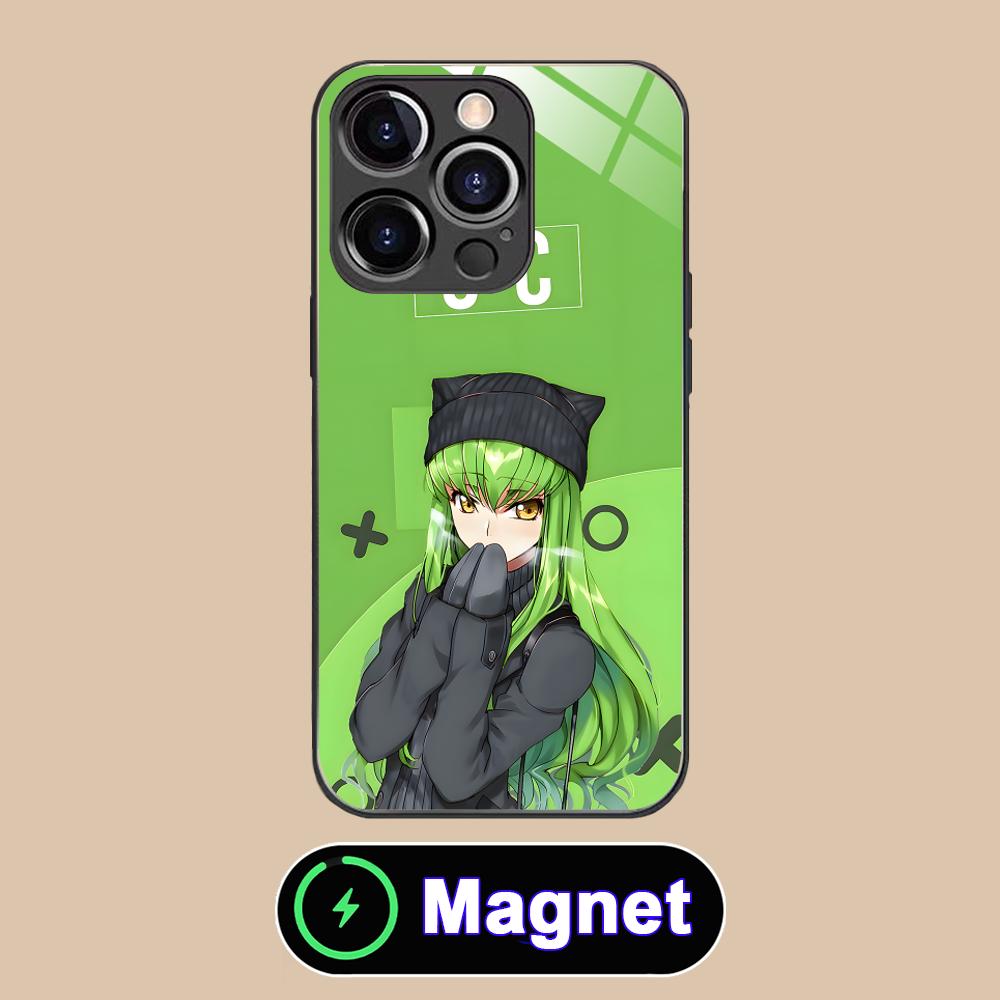 Anime Neon C.C Phone Case for iPhone 17 16 15 14 13 12 11 Air Pro Max Plus Mini Glass MagSafe Cover