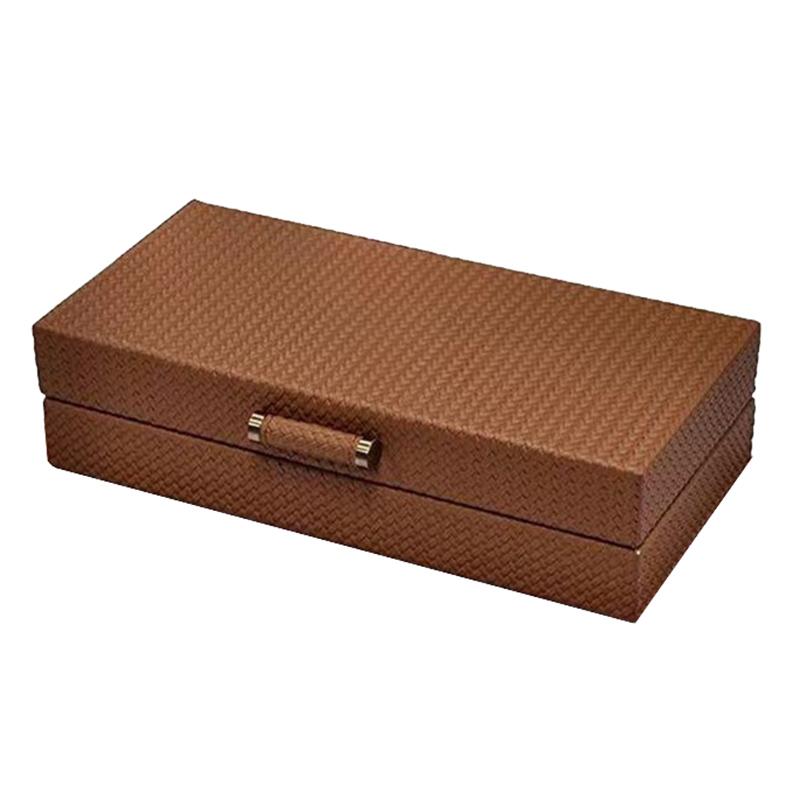 

Nordic Modern Jewelry Box Luxury Desktop Earrings Ring Bracelet Storage Ornaments Weaving Texture Design Jewelry Organizer Boxes Small-25X13X7CM темно-коричневого