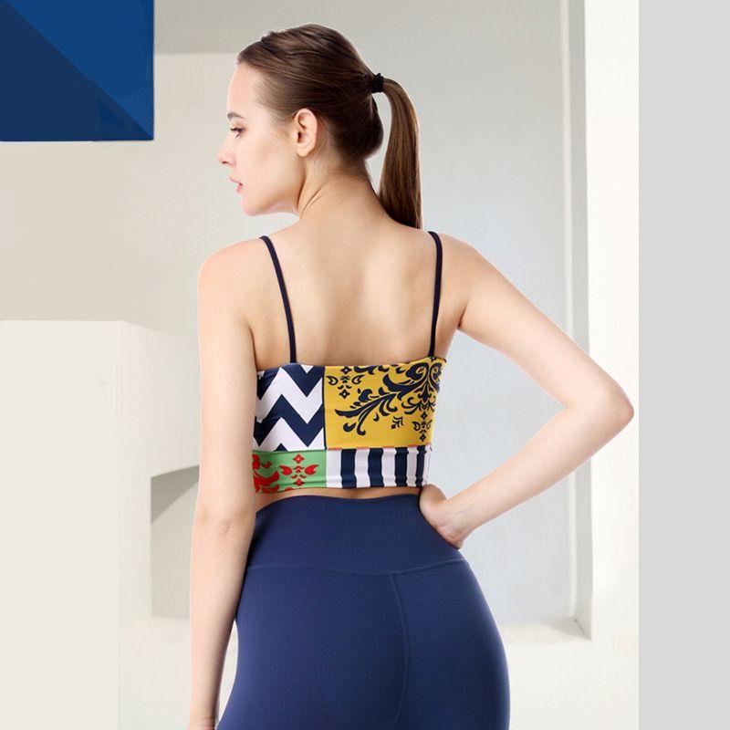 Fancy Yoga Clothes with Chest Pad Thin Bubble Wrap Backless Bra High Waist Hip Raise Yoga Pants Professional Workout Clothes