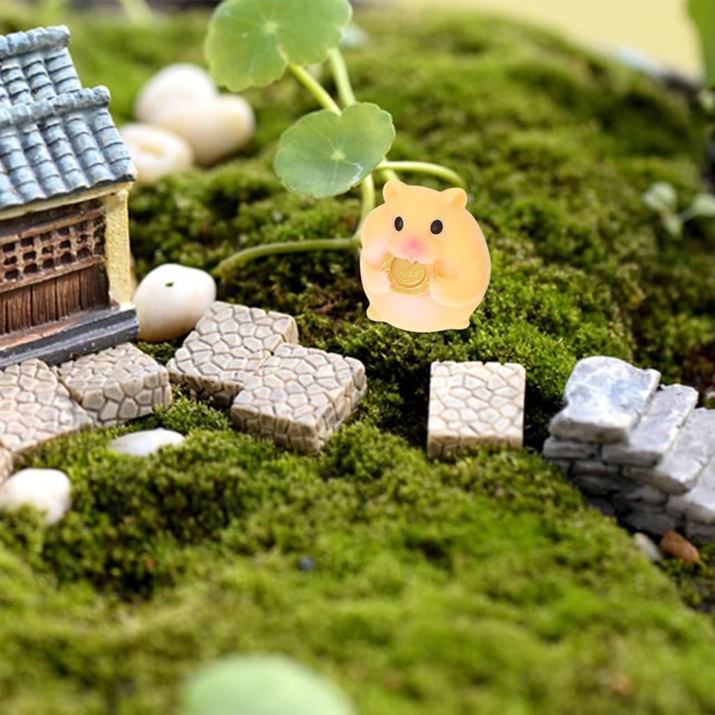 Happyyami Miniature Hamster Figurines, Set of 12, Resin Sculpture, Small Garden Decoration, for Small Animal Cages, Plant Pot Ornaments, Cute