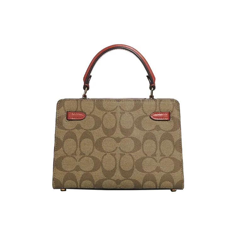 COACH Lane Canvas Leather Handbag , Shoulder Bag , Crossbody Bag Women's Khaki White (Unisex) Handbags C8318 IMLOT