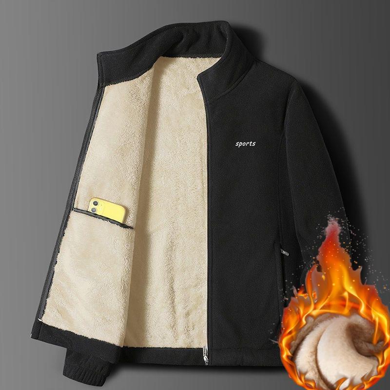 Lamb Fleece Jacket Men's Winter Plus Velvet Thick Warm Jacket All-match Loose Lapel Top Men's Clothing