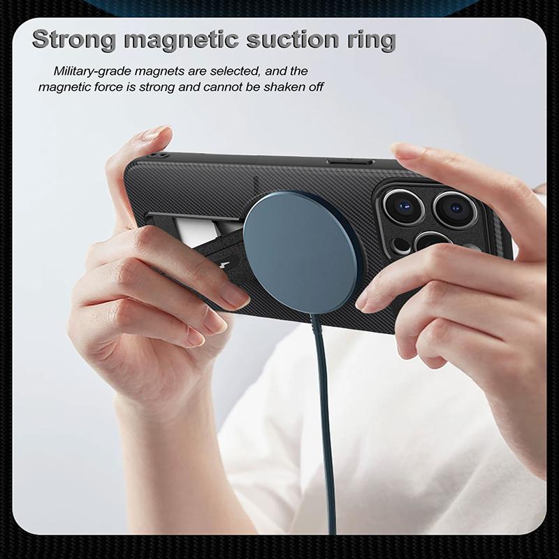 For Iphone 12 Carbon Fiber Magnetic Soft Phone Case For Iphone 12 Pro Max Kickstand Shockproof Mobile Back Cover Coque 12 Pro