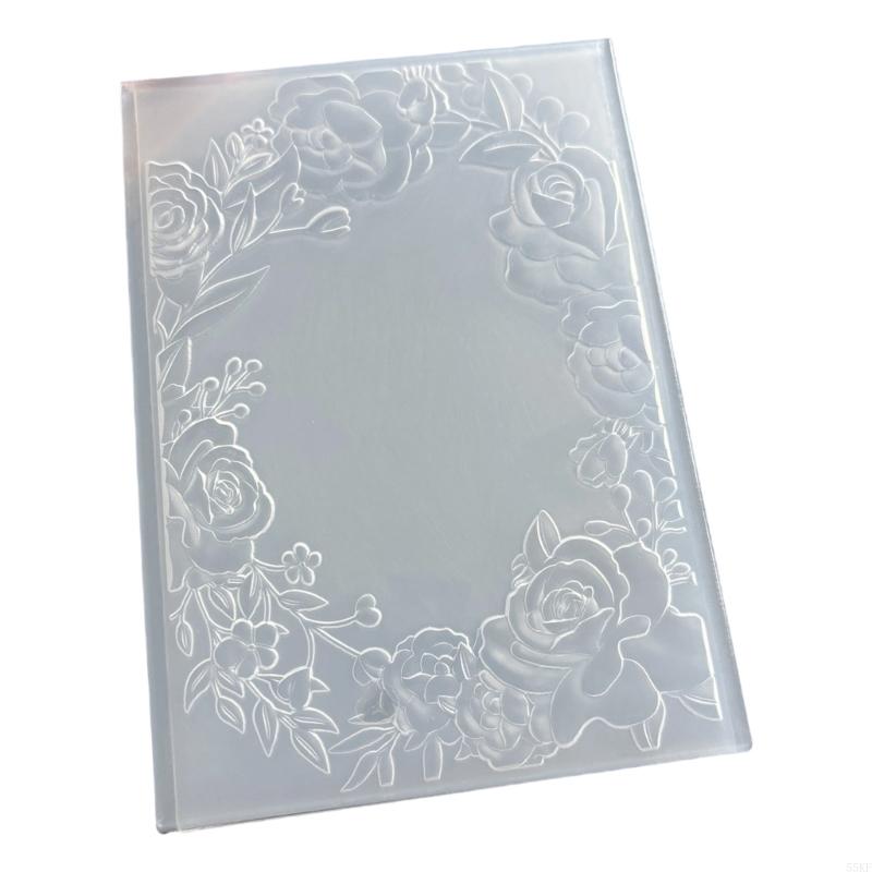 Raised Flower Texture Embossing Folder Plastic Paper Craft Template for Journals 55KF