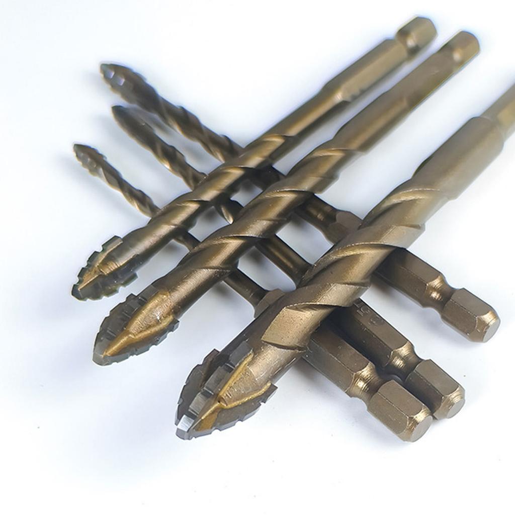 Serrated Tile Drill Bit Four-Edged Hexagonal Shank Drill Bit Drilling Tool for Glass Ceramic Concrete Brick